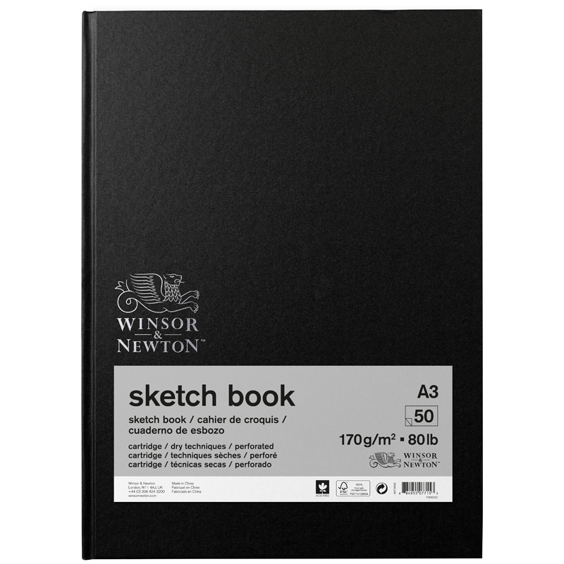 Скетчбук для эскизов 50л., А6 Winsor&Newton, 170г/м2, в твердом переплете, с перфорацией