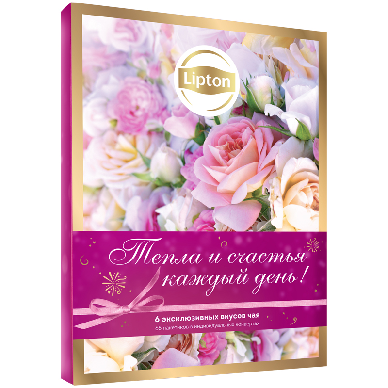Подарочный набор чая Lipton "Discovery. Тепла и счастья", 6 видов, 65 пакетиков, картон. кор.