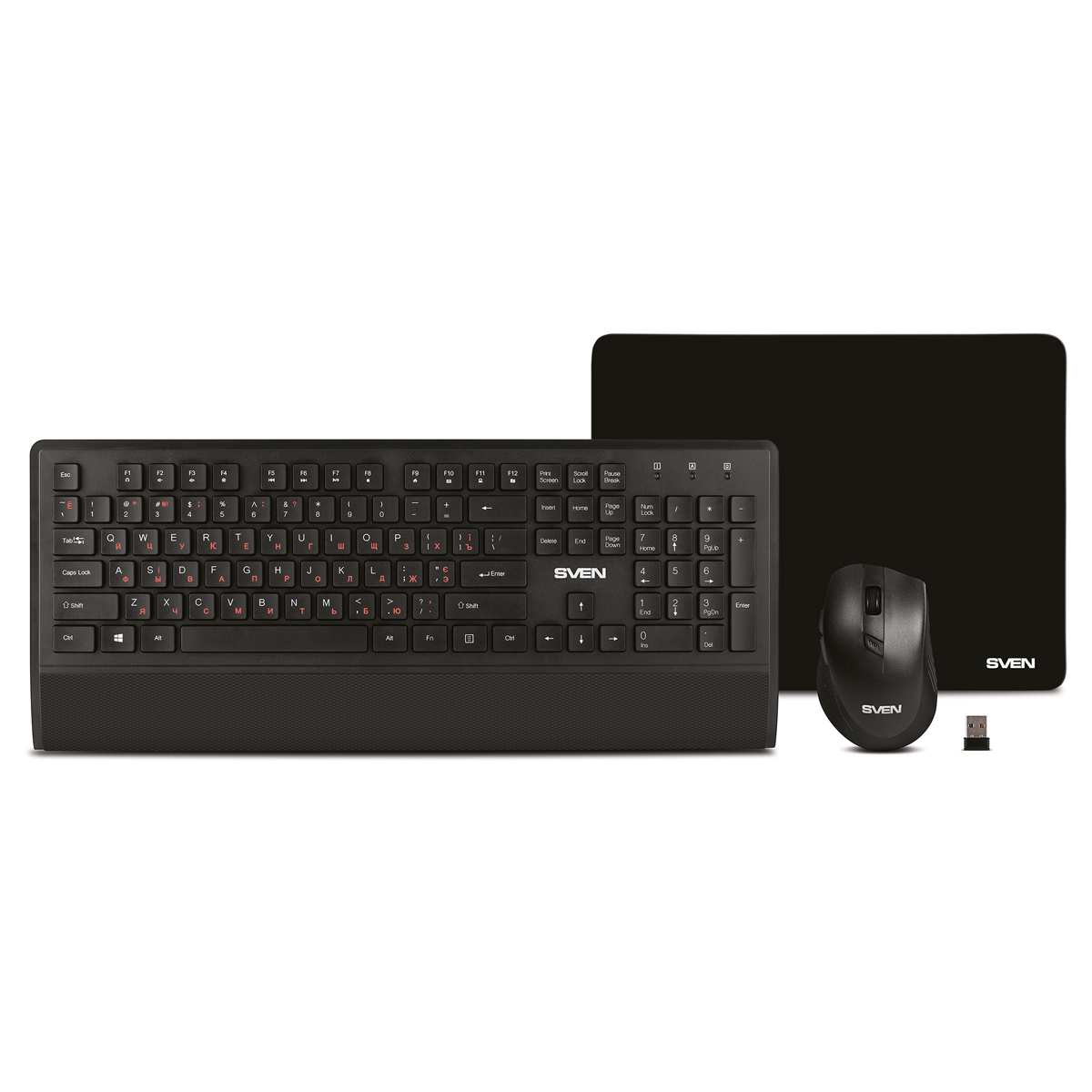 Комплект беспроводной клавиатура + мышь + коврик Sven KB-C3800W, USB, черный