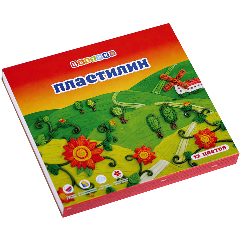 Пластилин ЗХК "Цветик" 12 цветов, 240 г.