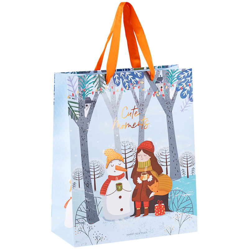 Пакет подарочный новогодний 26*32*12см MESHU "Cute Holidays", отд. фольгой, матовая ламинация