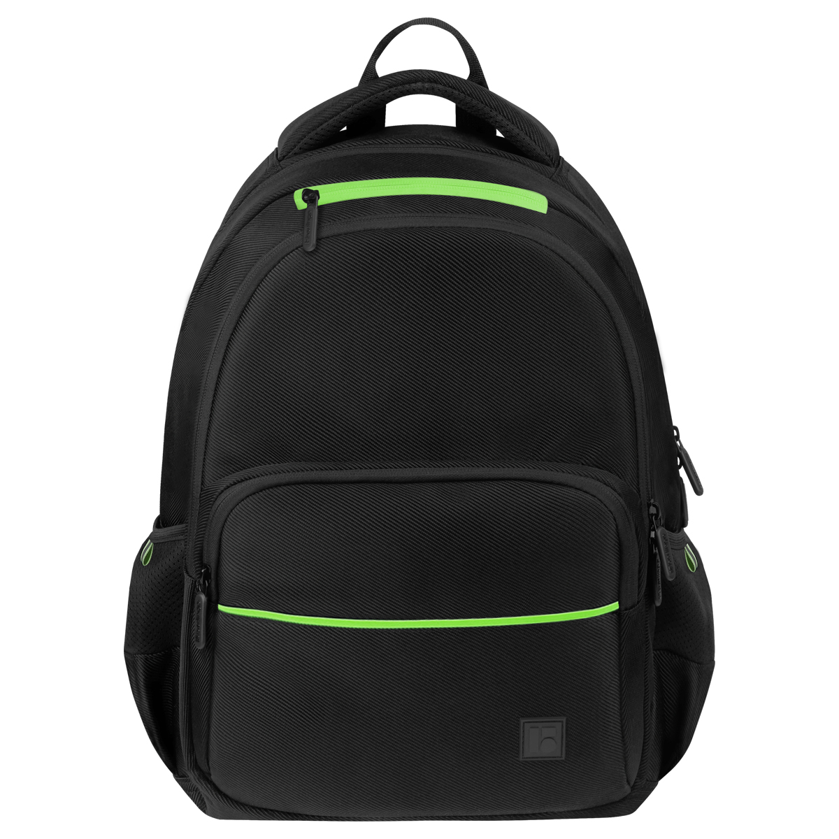Рюкзак Berlingo U3 "Black-green" 41*29,5*13см, 2 отделения, 4 кармана, эргономичная спинка