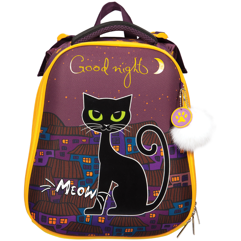 Ранец Berlingo Expert "Night cat" 37*29*18см, 2 отделения, анатомическая спинка