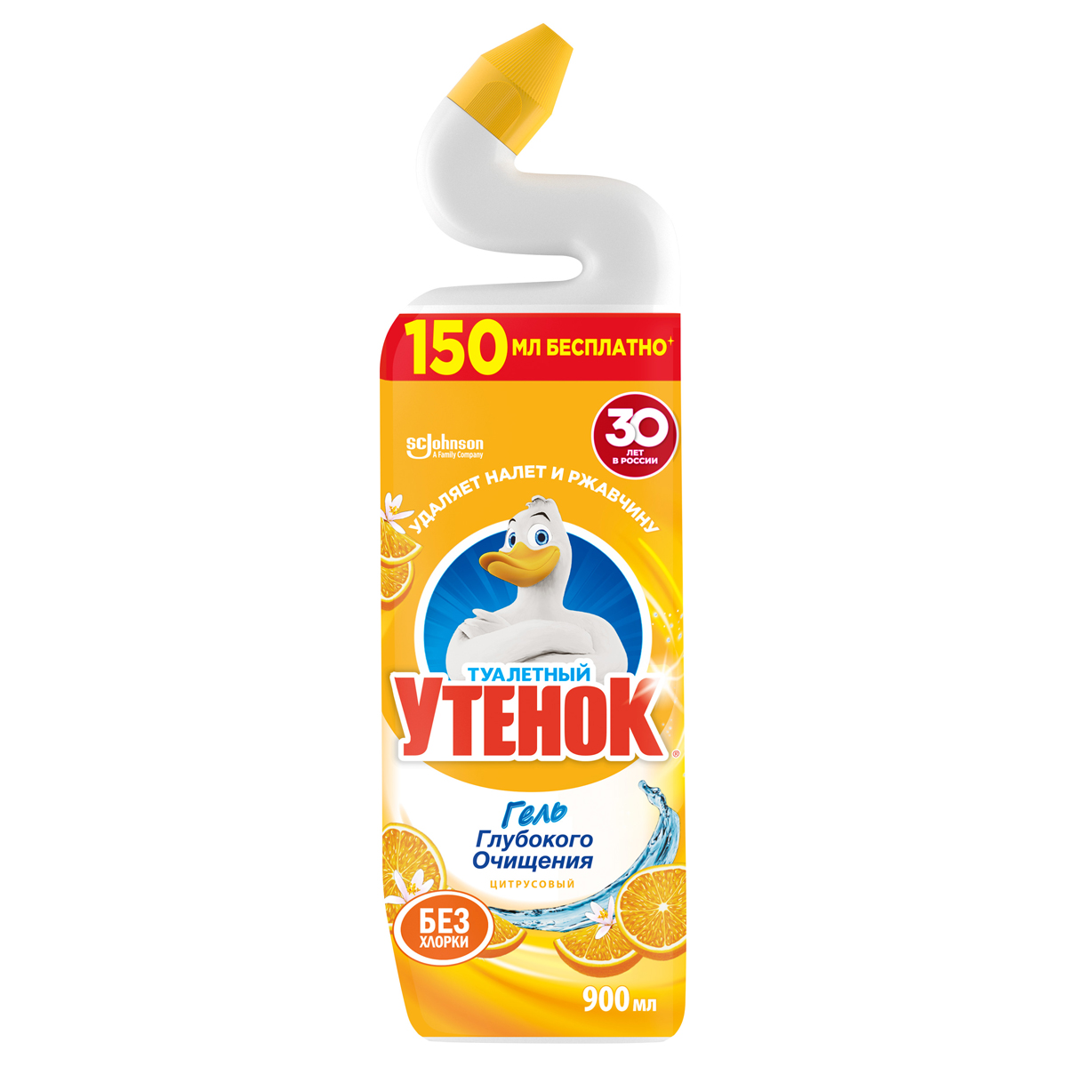 Средство для туалета Туалетный утенок "Цитрусовый", гель глубокого очищения, без хлора, 900мл