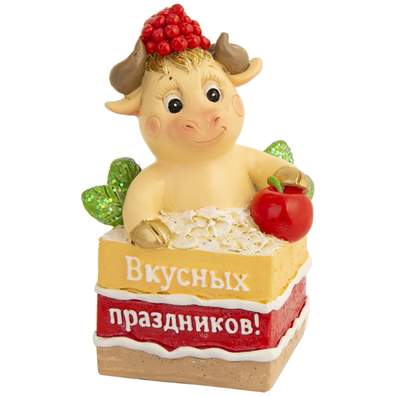 Декоративная фигурка "Бычок в торте", полирезина, 8*5*4,5см