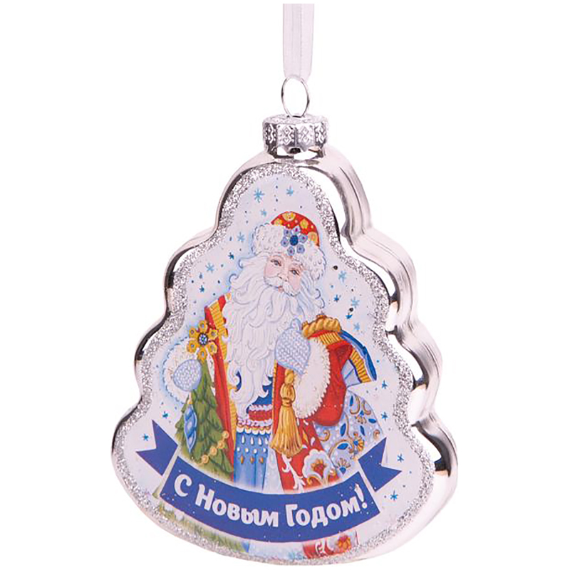 Елочное украшение из стекла "Дед Мороз с подарками", 2,5*8*10,4см