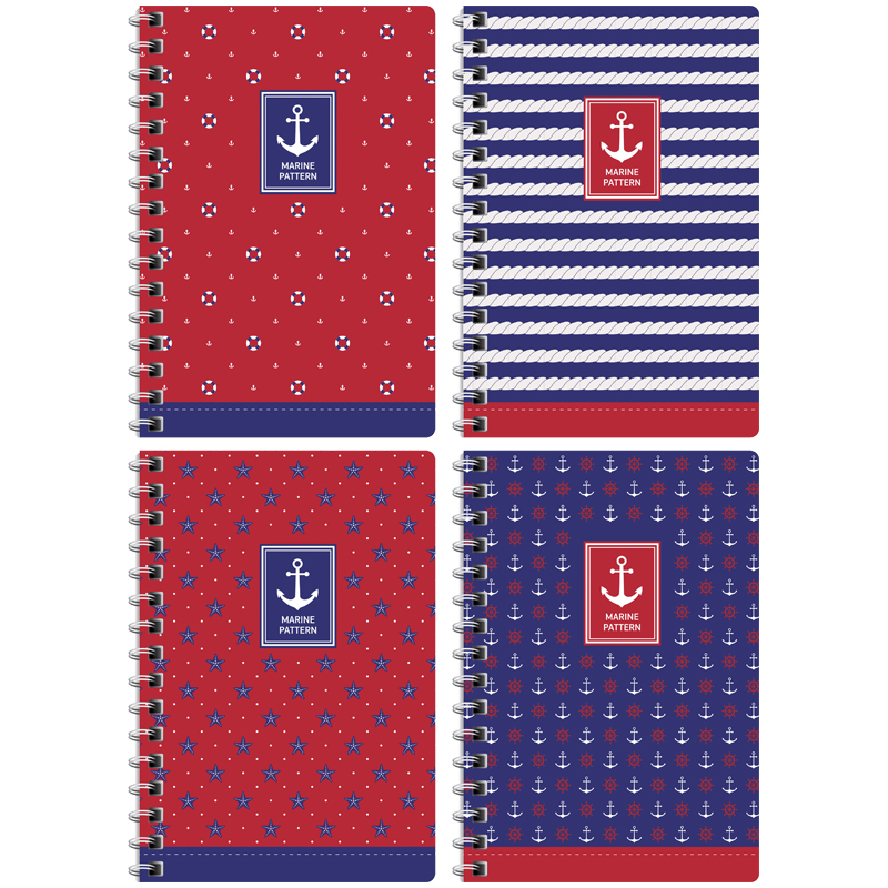 Записная книжка А6 120л. на гребне "Узоры. Marine pattern"