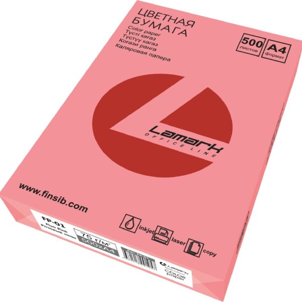 Бумага цветная для печати Lamark (FP-01) розовый неон А4 75г 500л