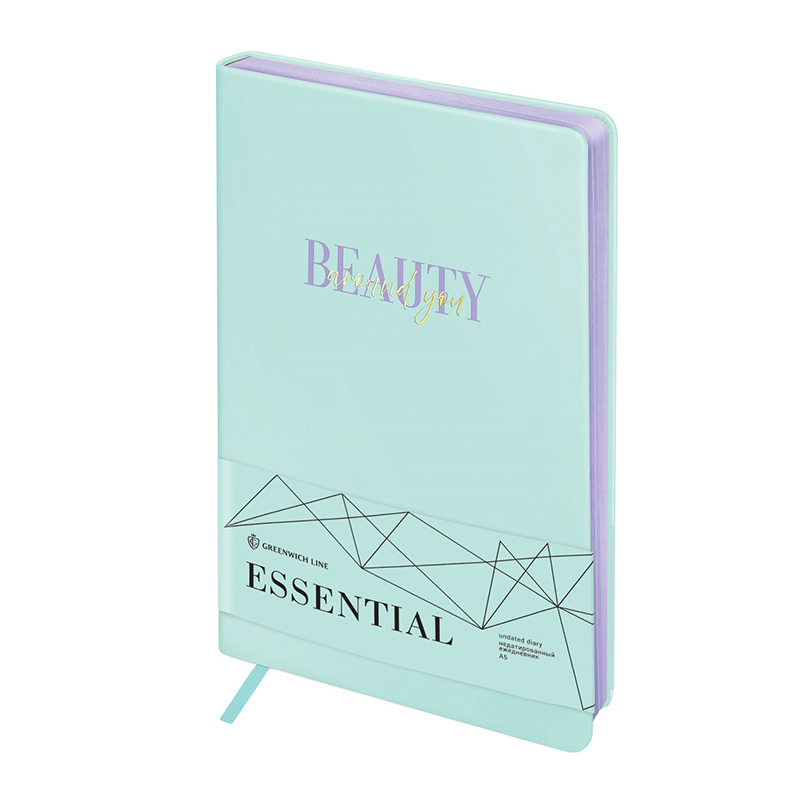Ежедневник недатир. А5, 136л., кожзам, Greenwich Line "Essential. Mint", тон. блок, цв. срез