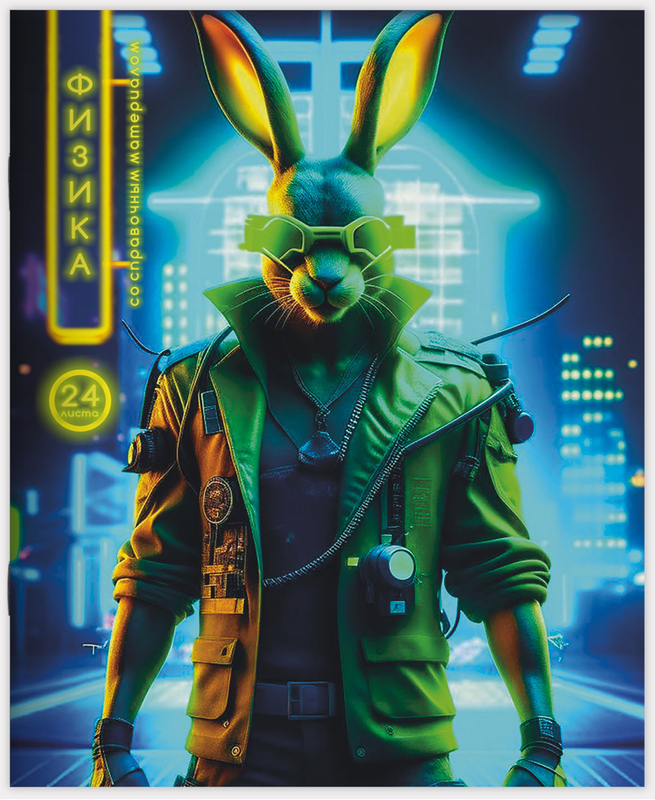 Тетрадь предметная 24 л клетка Lamark, серия Fantastic Animals/Фантастические Животные - Физика, выборочный уф-лак+лак-песок