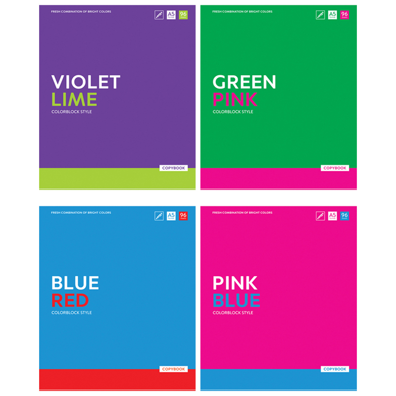Тетрадь 96л., А5, клетка ArtSpace "Моноколор. Colorblock"
