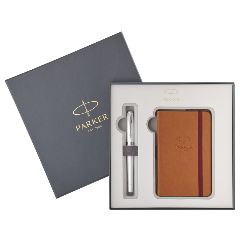 Набор Parker: ручка перьевая "Urban Premium Pearl Metal CT", 0,8мм и записн. книжка, подар. уп.