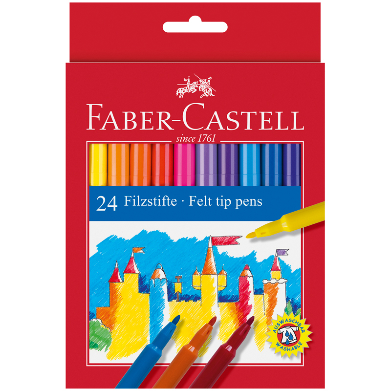 Фломастеры Faber-Castell "Замок", 24цв., смываемые, картон, европодвес