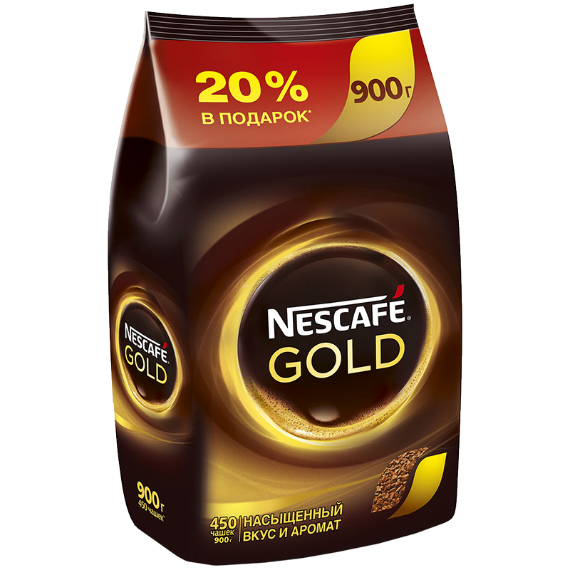 Кофе растворимый Nescafe "Gold", сублимированный, мягкая упаковка, 900г