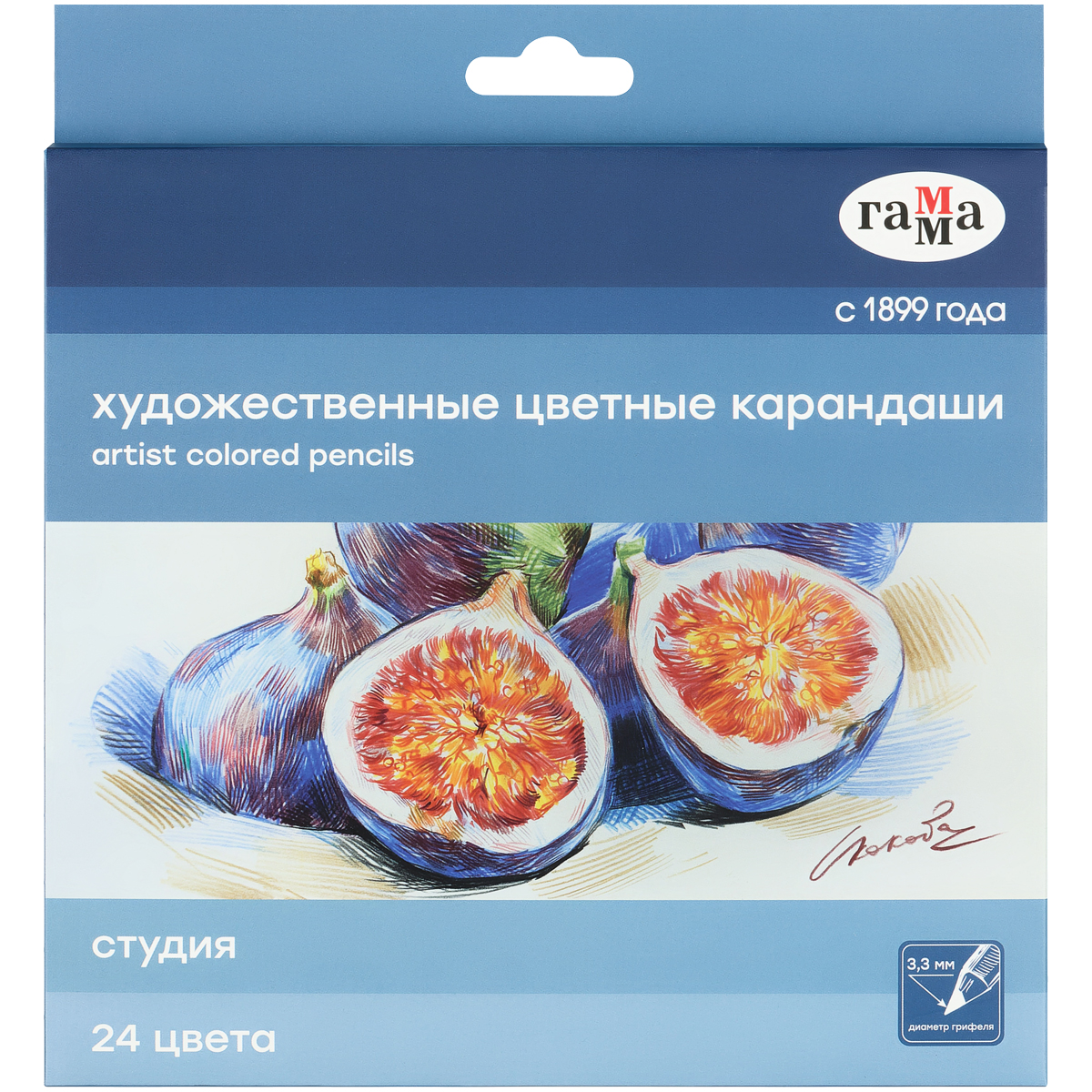 УЦЕНКА - Карандаши цветные художественные Гамма "Студия", 24цв., заточен., картон. упаковка (осн 356557)