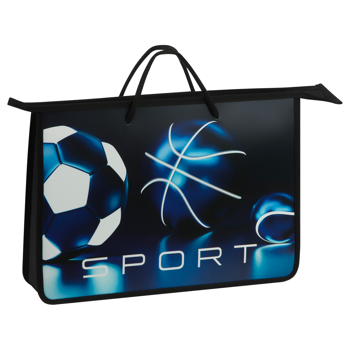 Папка с ручками А4 ArtSpace "Sport", пластик, на молнии, 75мм