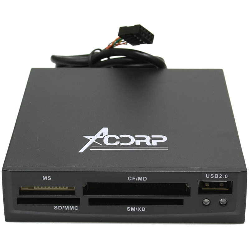 Картридер Acorp CRIP200-B USB2.0 (all-in-1, + USB port) Internal black