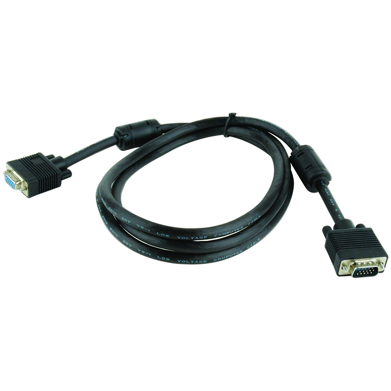 Кабель VGA удлинительный 15p/15p (m-f), 5.0 м, ферритовый фильтр, черный, Hama