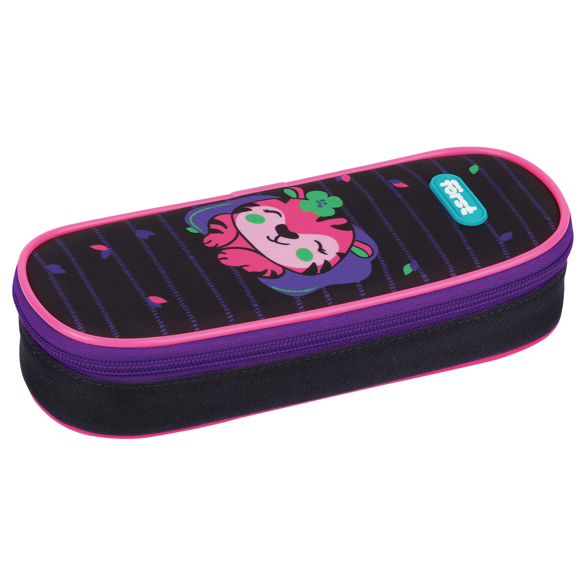 УЦЕНКА - Пенал корпусный 1 отделение, 220*90*45 Först "Pink tiger", полиэстер (осн 352069)