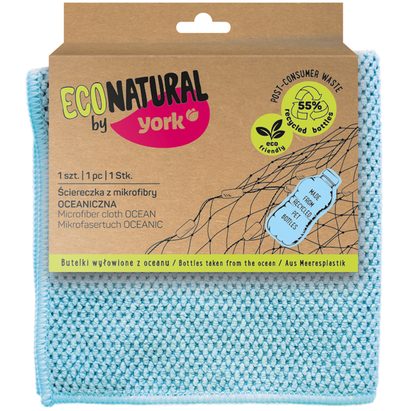 Салфетки для уборки York "Eco Natural", микрофибра, 30*30см, 300г/м2, европодвес
