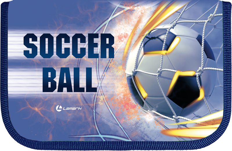 Пенал Lamark SMART Content "Soccer Ball", 1 отд., на 36 предм., 140х210х40 мм, с косметичкой и карманом для смартфона внутри