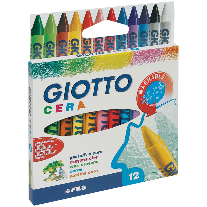 Мелки восковые Giotto "Cera", 12цв., картон. уп., европодвес
