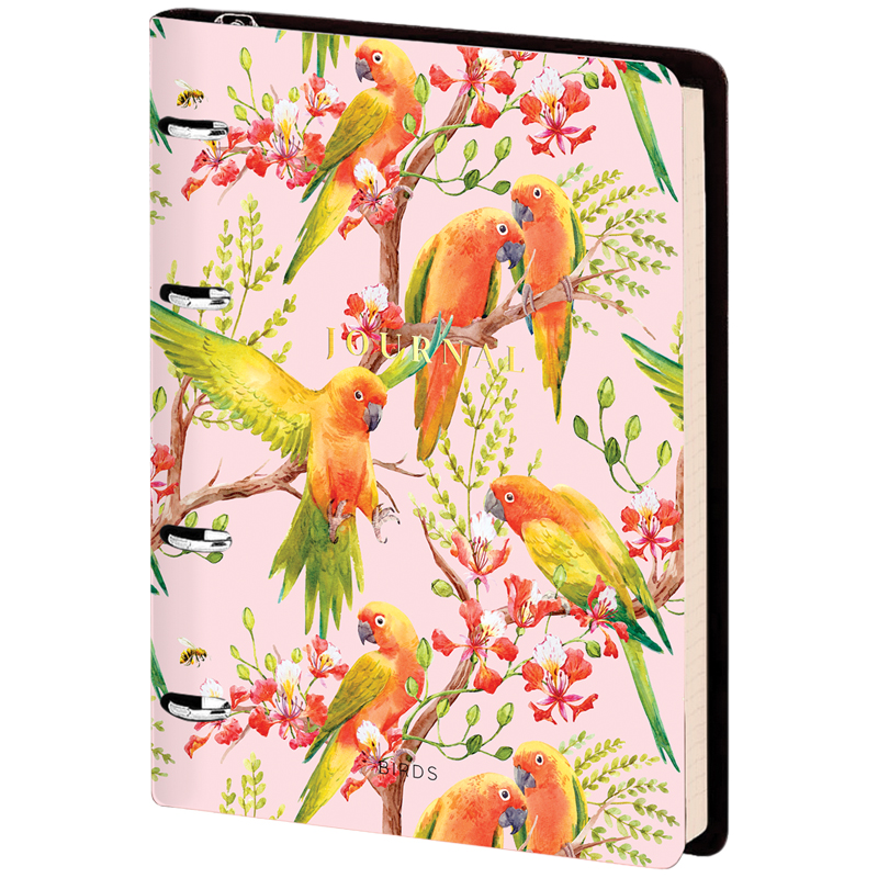 Тетрадь на кольцах А5, 80л. ЛАЙТ, кожзам, Greenwich Line "Vision. Birds", тон. блок