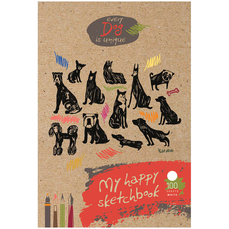 Скетчбук 100л. А5 7БЦ BG "Every dog cool!", матовая ламинация, выборочный лак
