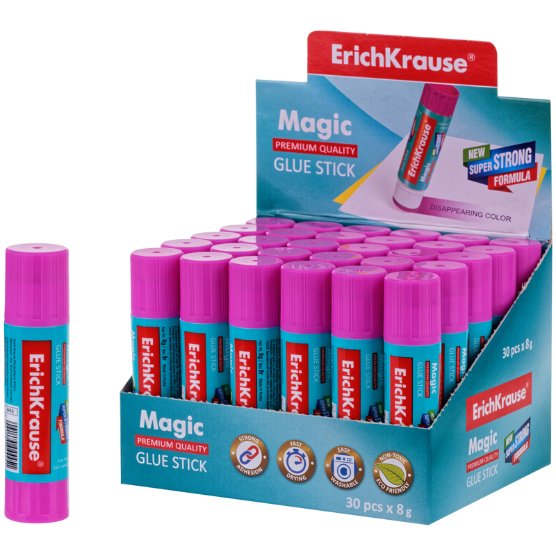 Клей-карандаш Erich Krause "Magic", 08г, с цветным индикатором