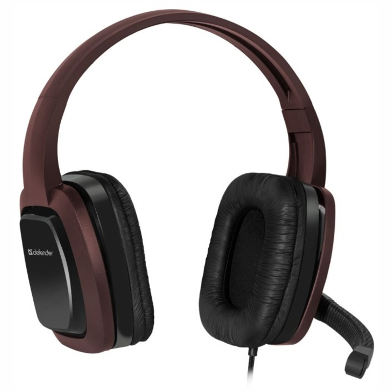 Наушники с микрофоном игровые Defender "Warhead" G-250 (с регулятором громкости), 2,5м, коричневый