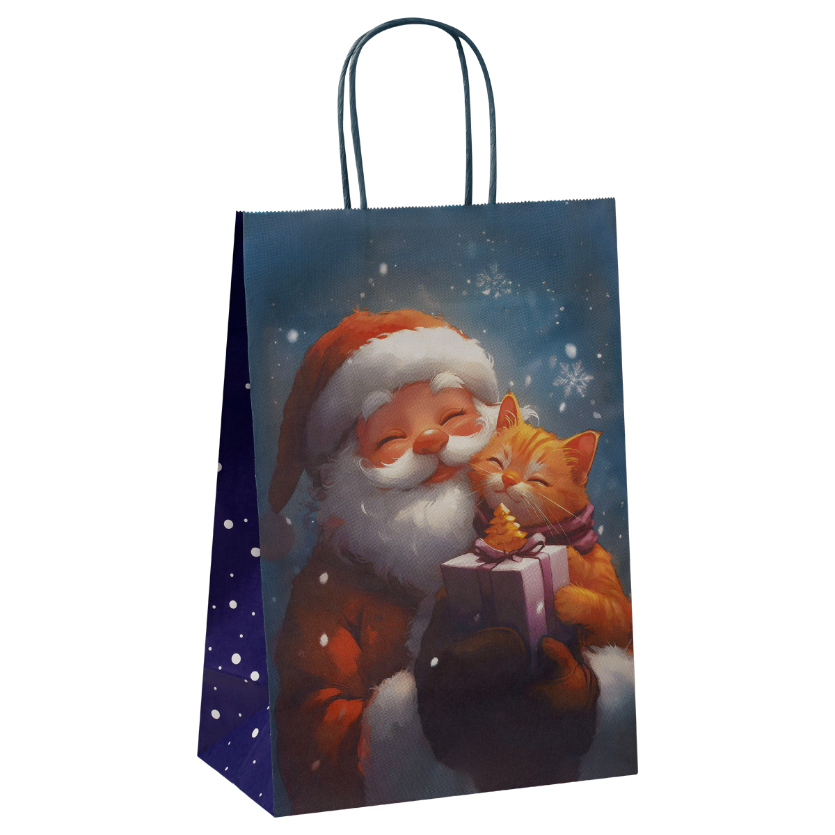 Пакет подарочный 18*23*10 MESHU "Дед Мороз", крафт