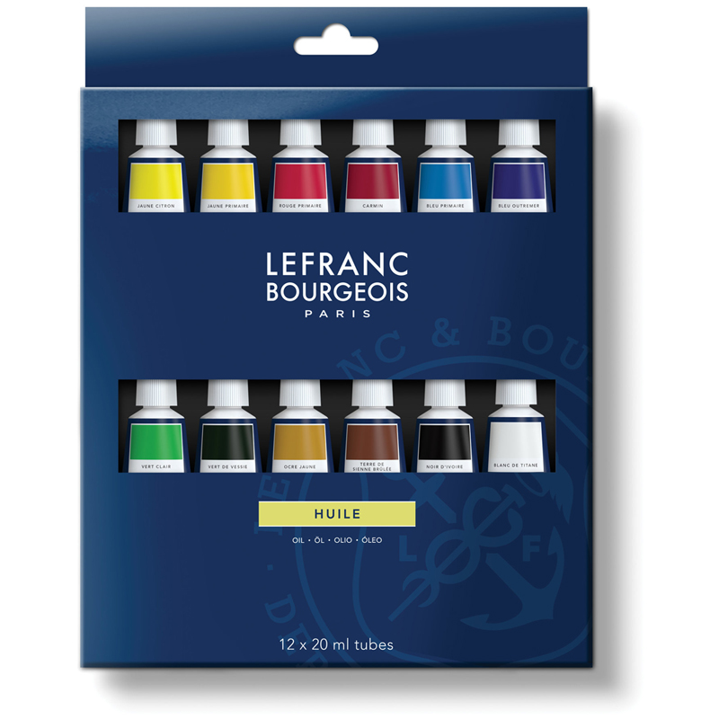 Набор красок масло Lefranc&Bourgeois "Fine oil", тубы, 12 цветов, 20мл, картон. коробка