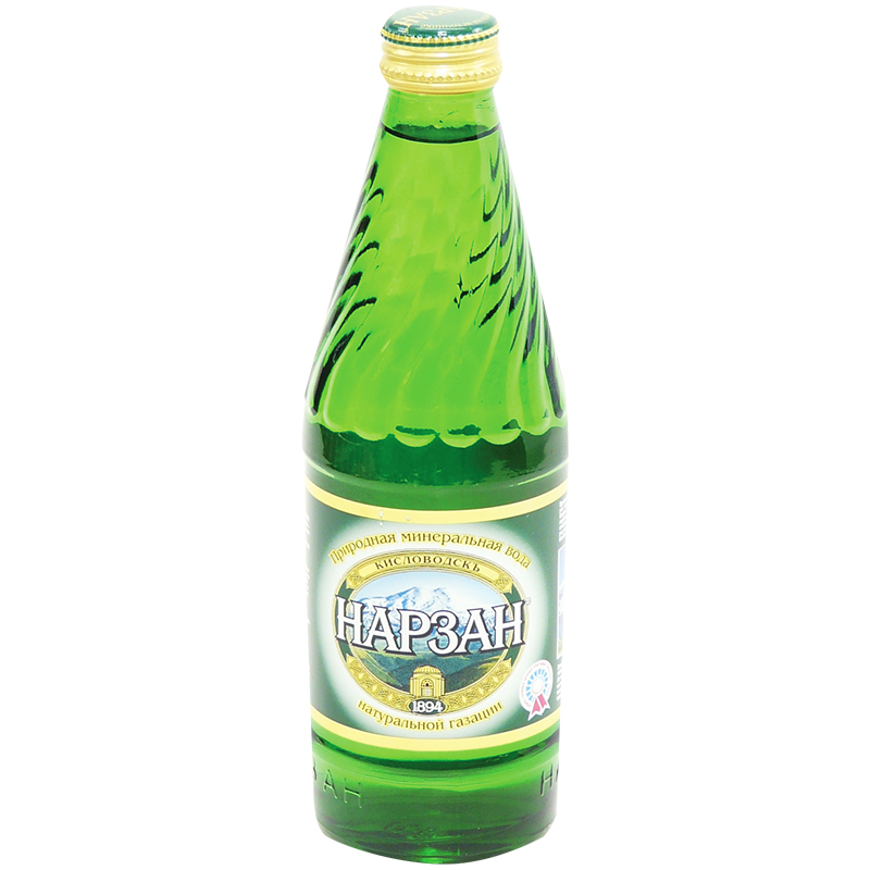 Вода минеральная газированная Нарзан, 0,5л, стеклянная бутылка