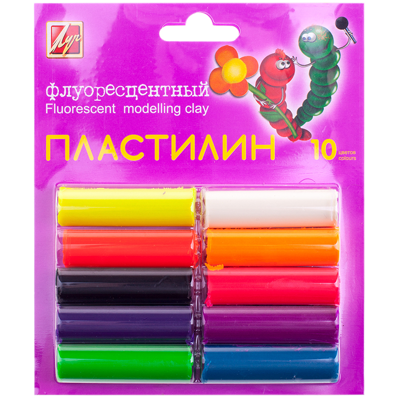 Пластилин Луч "Флюрисветики", 10 цветов, 160г, картон, европодвес