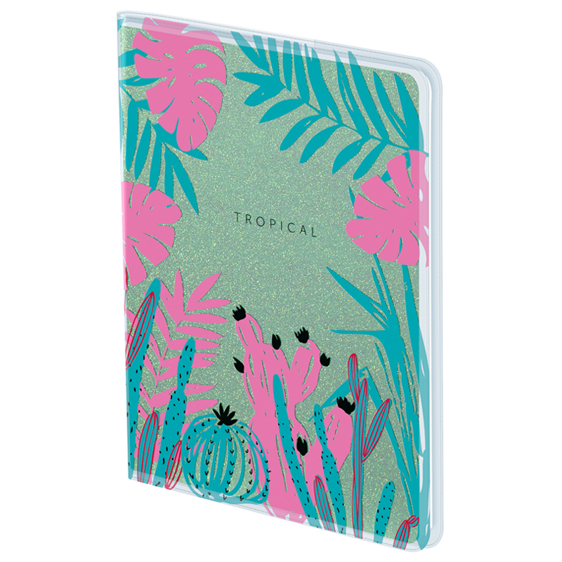 Ежедневник недатир. A5, 96л., ПВХ+глиттер, Greenwich Line "Tropical trend"