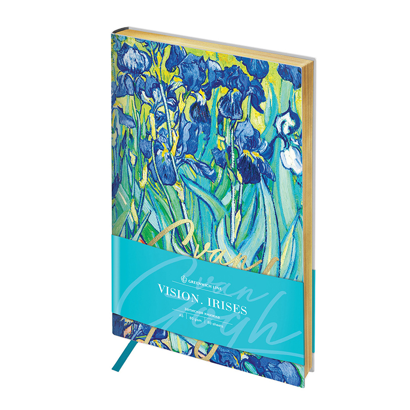 Записная книжка А5 80л. ЛАЙТ, кожзам, Greenwich Line "Vision. Van Gogh. Irises", тон. блок, зол.срез