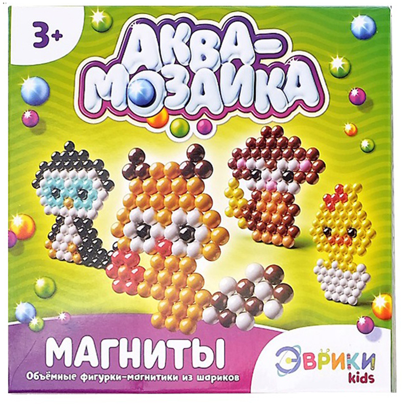 Аквамозаика-магниты Эврики "Зверята", 4шт., картонная коробка