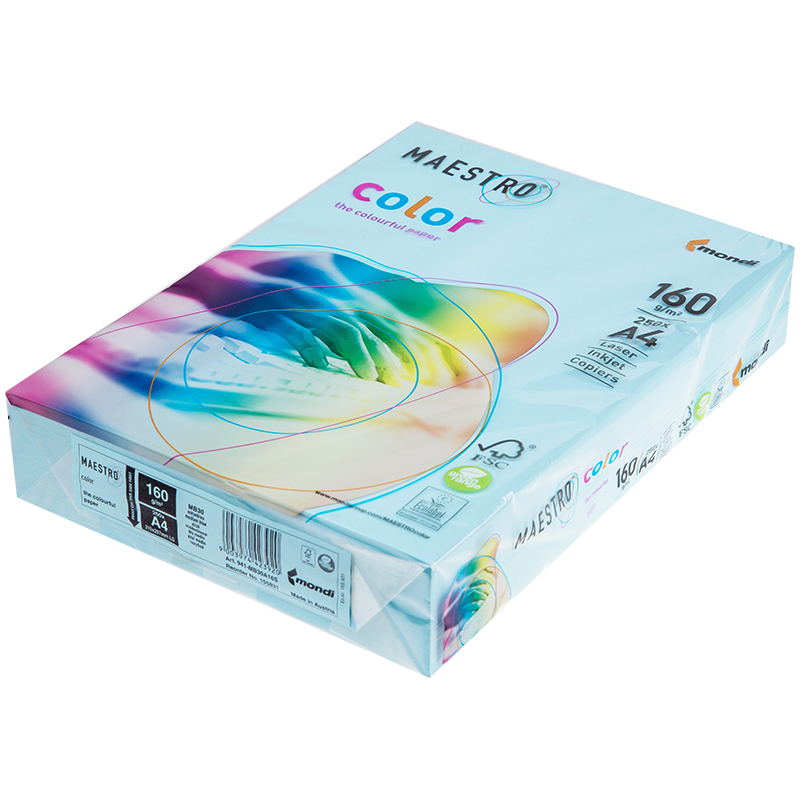 Бумага Maestro "Color pale" А4, 160г/м2, 250л. (голубой)
