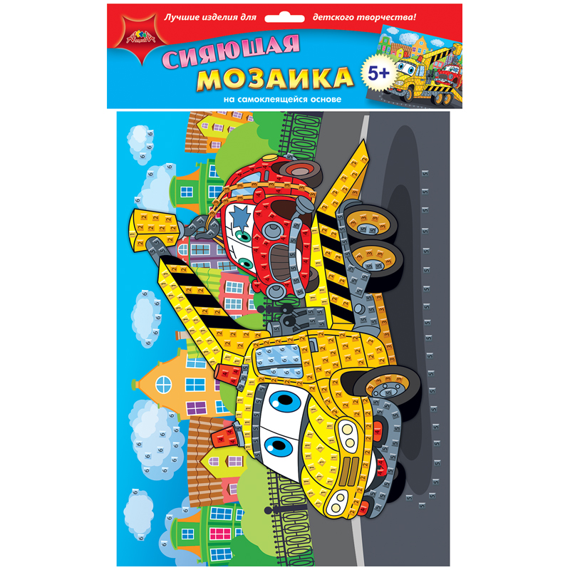 Мозаика сияющая на самоклеящейся основе Апплика "Эвакуатор", 25*35см, из мягкого пластика