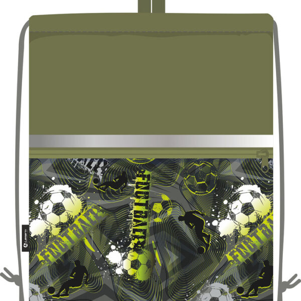 Сумка для сменной обуви Lamark Football time/Время футбола, 33х42 см, на шнурке, карман на молнии, полноцв. печать на кармане, светоотр. лента, ручка-петля