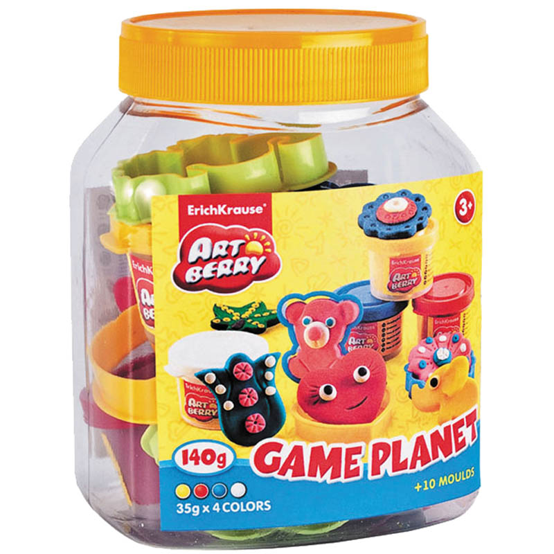 Набор для лепки ArtBerry "Game Planet", 04 цвета*35г, аксессуары, пластиковая банка