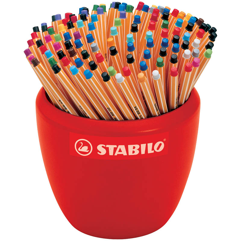 УЦЕНКА - Набор капиллярных ручек Stabilo "Point 88" 47цв., 150шт., 0,4мм, керамический горшок