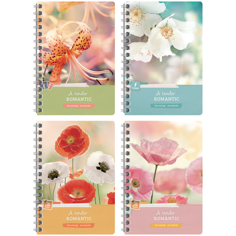 Записная книжка А6 120л. на гребне "Цветы. Blooming moments"