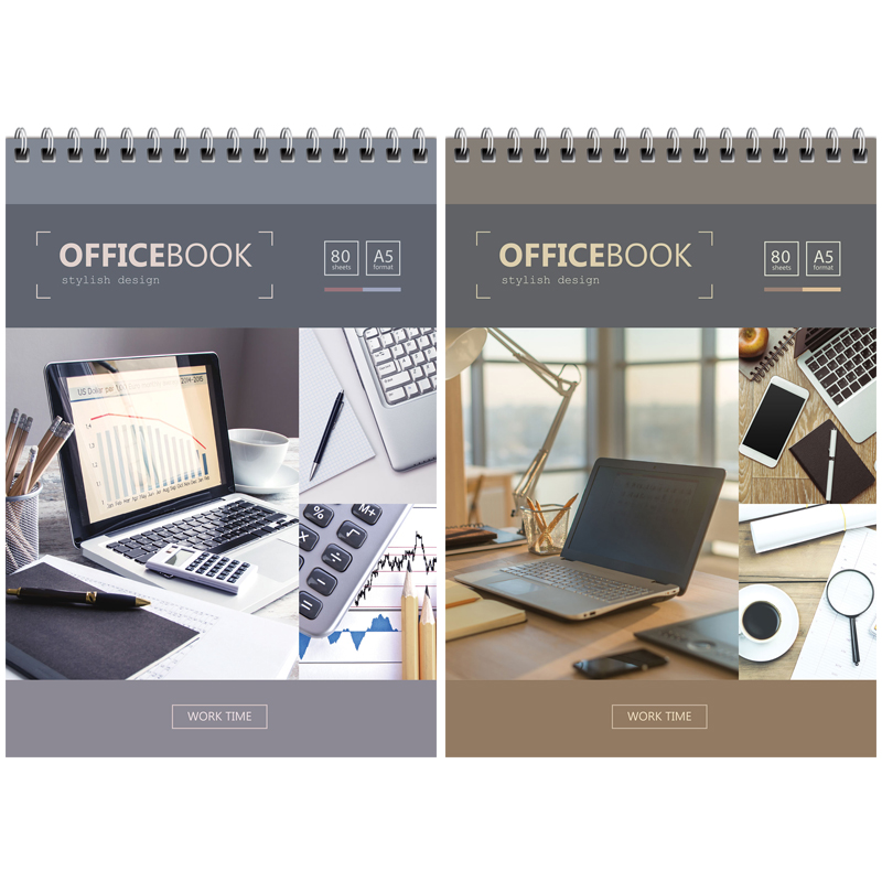 Блокнот А5 80л. на гребне ArtSpace "Офис. Work time", твердая подложка