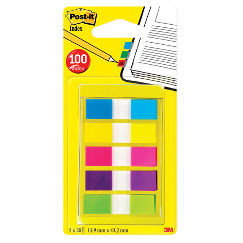 Флажки-закладки Post-it "Professional", суперклейкие, 43*12мм, 20л*5 цветов, блистер