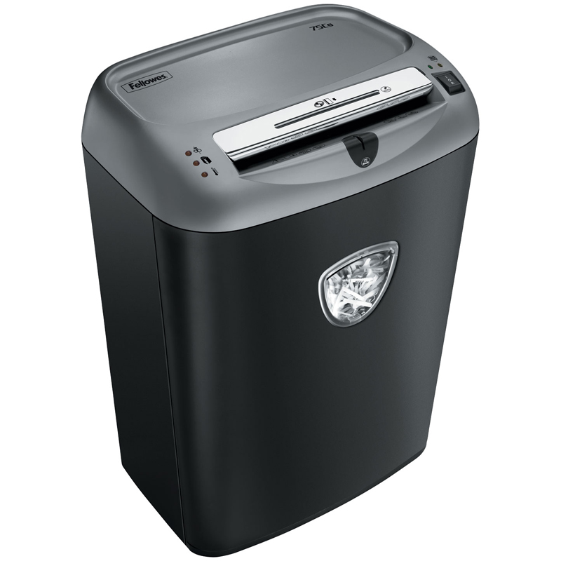 Уничтожитель документов Fellowes FS-46750 75Cs, 4 ур. секр., 12 листов, 4*38мм, 27л, скрепки, скобы, CD, карты