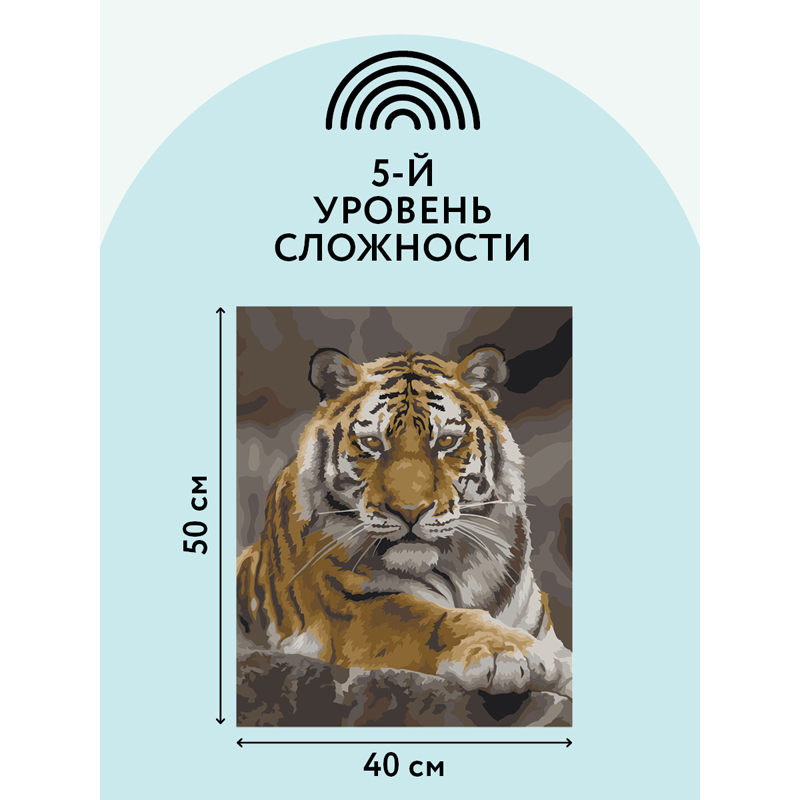 Картина по номерам на холсте ТРИ СОВЫ "Тигриная стать", 40*50, с акриловыми красками и кистями