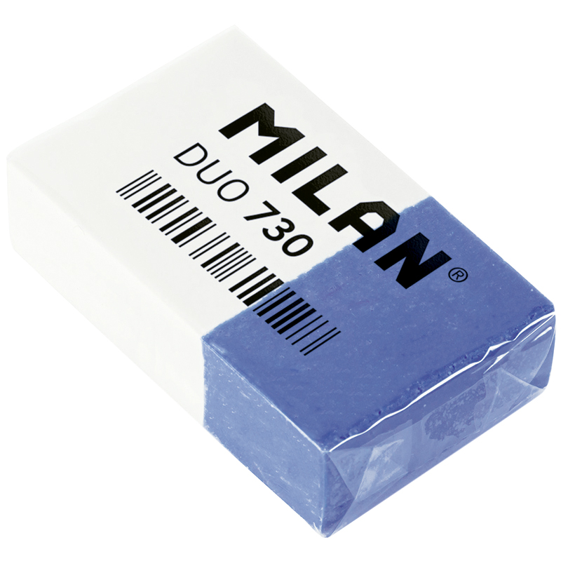 Ластик Milan "Duo 730", прямоугольный, комбинированный, синтетический каучук, 39*24*10мм