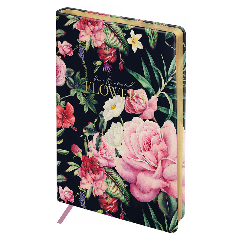 Ежедневник датир. 2020г., A5, 176л., кожзам, Greenwich Line "Romance. Dark flowers", тон.блок, зол.