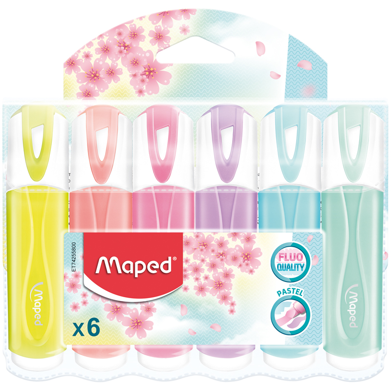 Набор текстовыделителей Maped "Fluo Pep's Classic Pastel" 6цв., 1-5мм, чехол с европодвесом